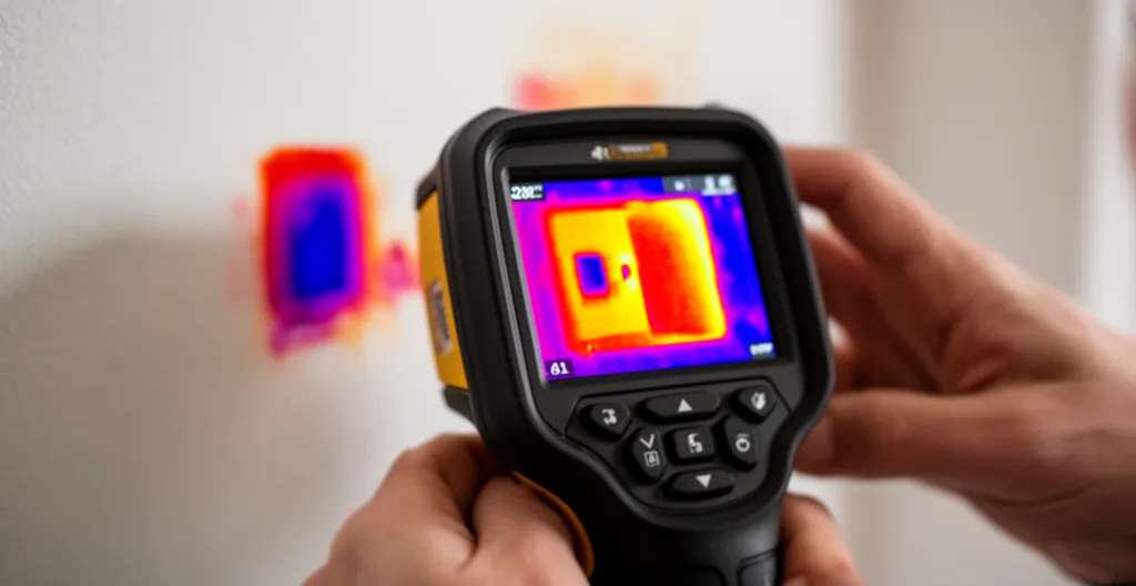 Caméra thermique affichant des variations de température lors d'une inspection